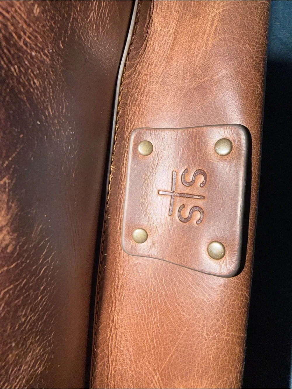 STS Ranchwear Brown Leather Backpack with Patterned Strap